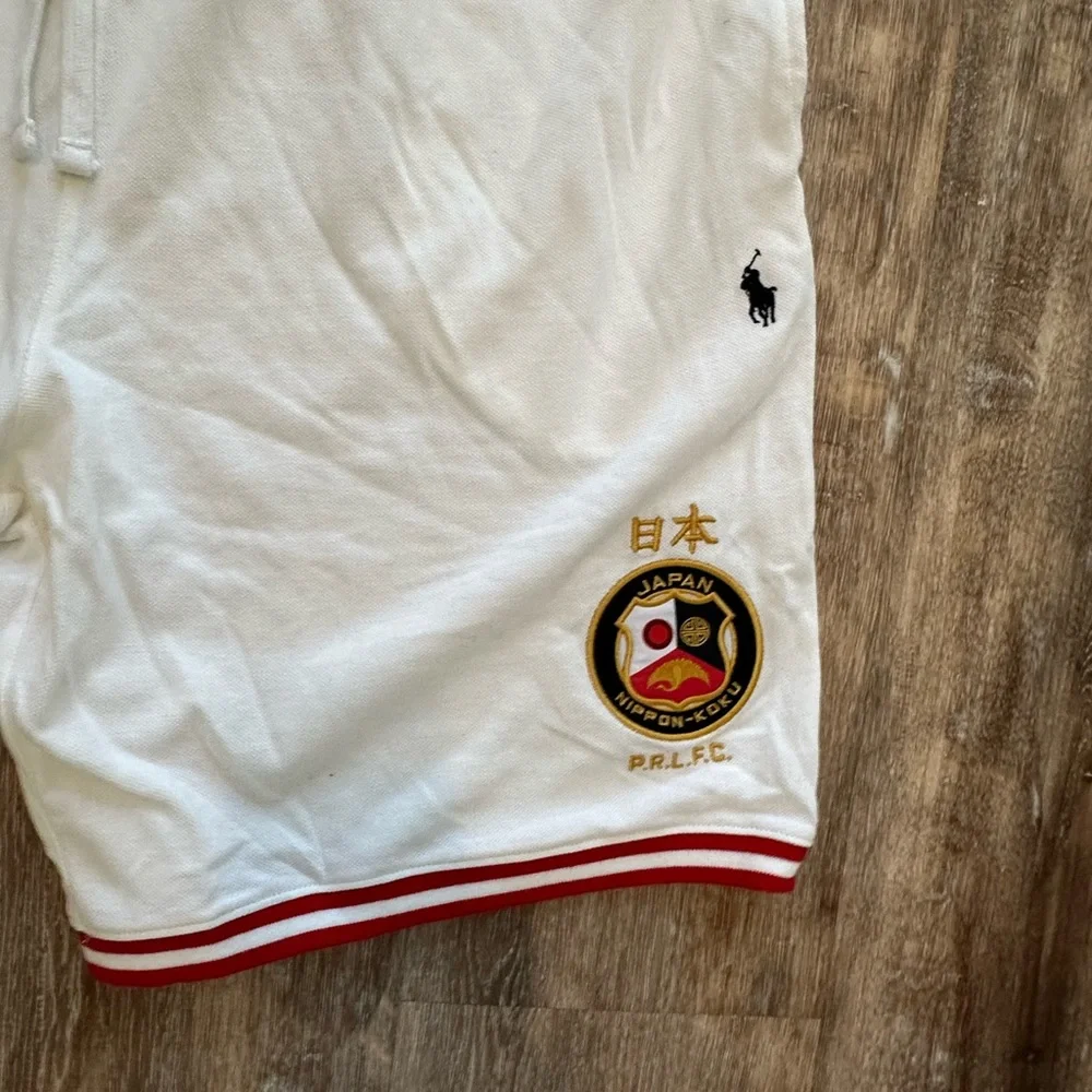 Polo Ralph Lauren Japan Shorts Mens White Sz‎ Large Red Logo Drawstring